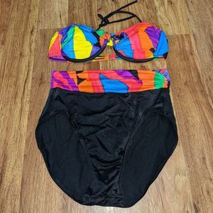 Vintage 70s Women's Neon Pacific Connections Swimwear Bikini Size 14